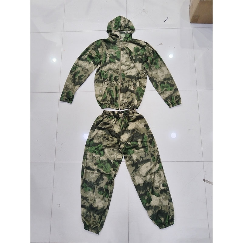 Hunting Outdoor Apparel - Mesh Camouflage Suit Hooded Zip Front