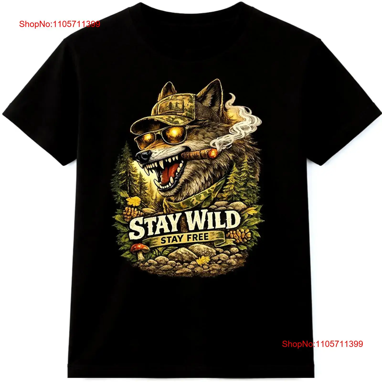 Wildman Hunting & Outdoor Polokwane - Wolf T Shirt Stay Wild Free