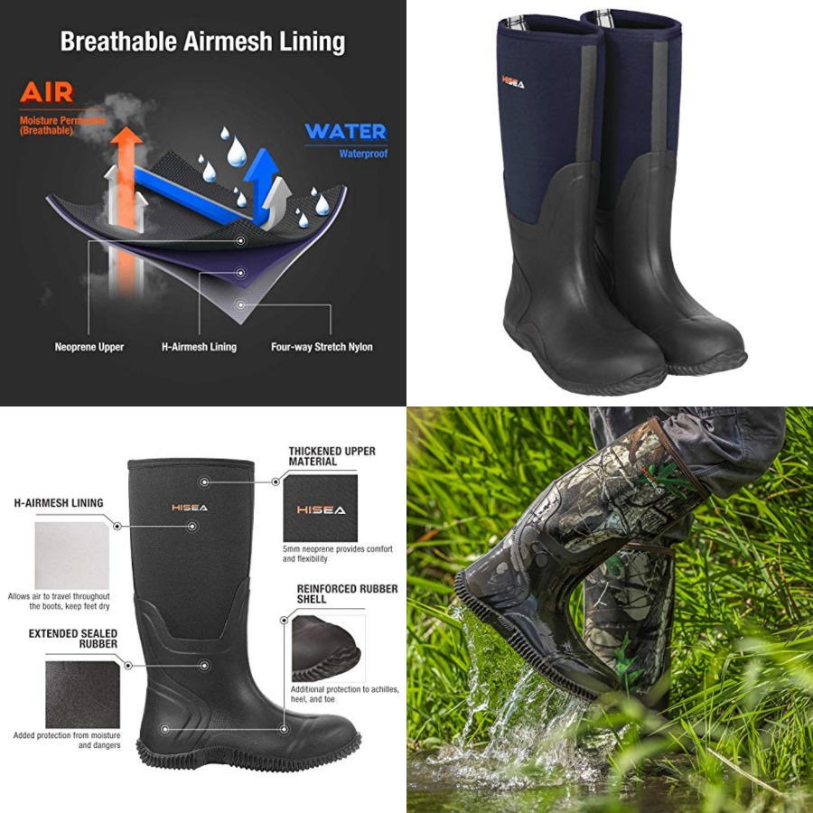 HISEA Men's Rain Boots, Waterp - огляд і ціна Outdoor Hunting Boots For Men