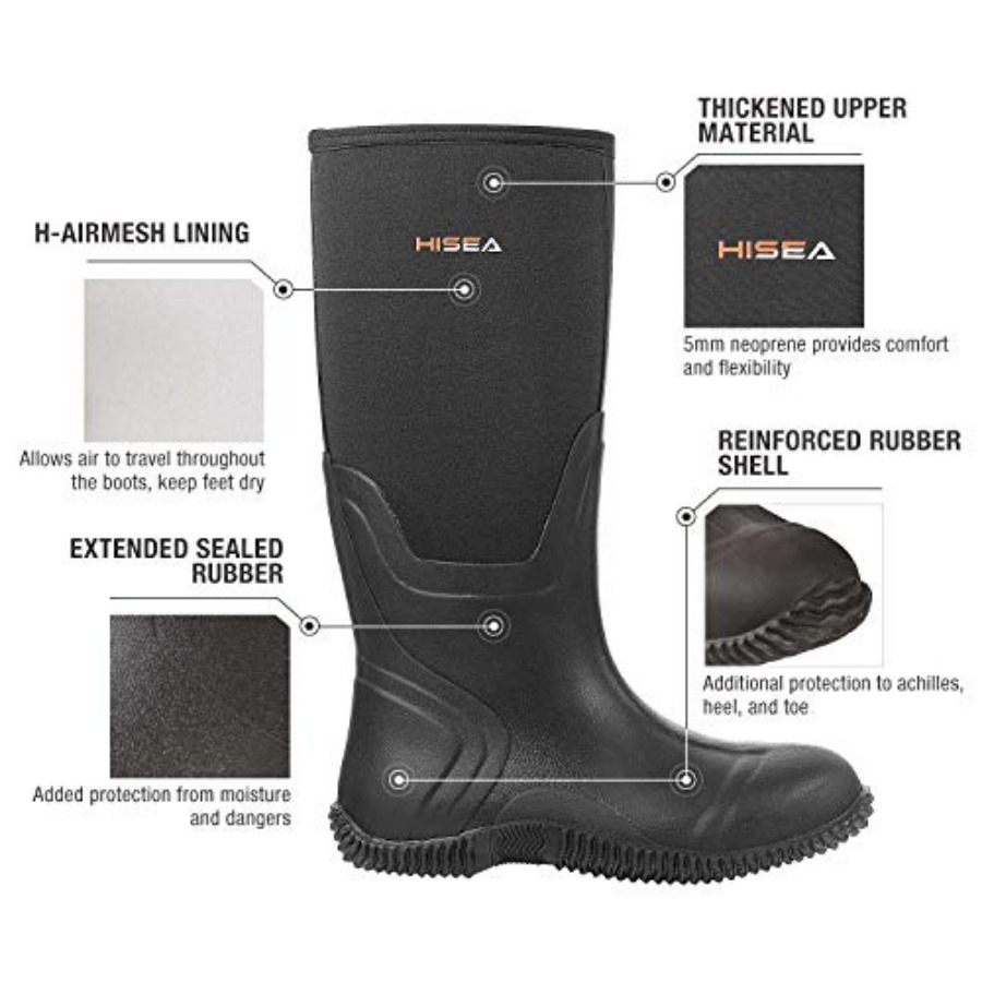 HISEA Men's Rain Boots, Waterp - огляд і ціна Outdoor Hunting Boots For Men
